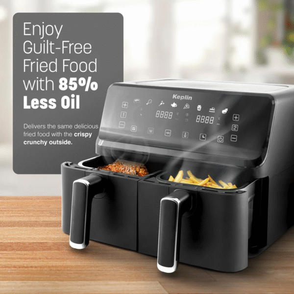 Keplin Dual Zone Air Fryer - Energy-Saving Cooker with 6 Cooking Functions - Extra-Large Capacity for Healthy Meals - Roast, Bake, Dehydrate, Crisp - Family Size ( 9 / 9.5 L ) - Image 3