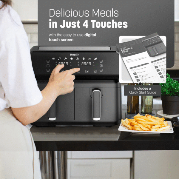 Keplin Dual Zone Air Fryer - Energy-Saving Cooker with 6 Cooking Functions - Extra-Large Capacity for Healthy Meals - Roast, Bake, Dehydrate, Crisp - Family Size ( 9 / 9.5 L ) - Image 4